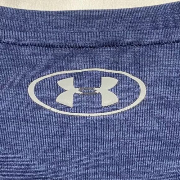 Under Armour Heat Gear Unisex Medium Heathered Navy Stretch Loose Fit EUC - Picture 8 of 9